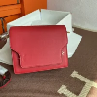 Hermes Women Roulis Mini Bag in Evergrain Calfskin-Red