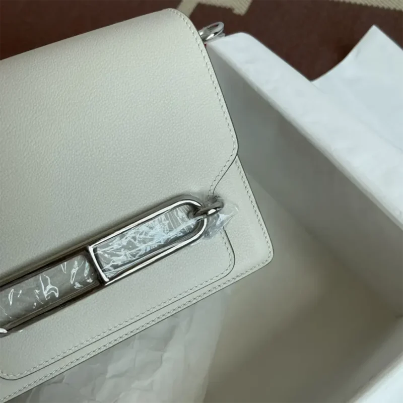 Hermes Women Roulis Mini Bag in Evergrain Calfskin-White