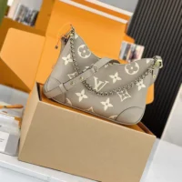 Louis Vuitton LV Women Boulogne PM Embossed Grained Cowhide Leather-Gray M13224