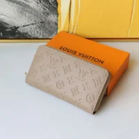 Louis Vuitton Unisex Zippy Wallet Monogram-embossed Lambskin-Taupe Brown