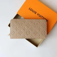 Louis Vuitton Unisex Zippy Wallet Monogram-embossed Lambskin-Taupe Brown
