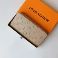 Louis Vuitton Unisex Zippy Wallet Monogram-embossed Lambskin-Taupe Brown