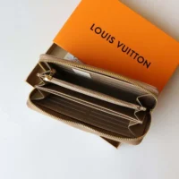 Louis Vuitton Unisex Zippy Wallet Monogram-embossed Lambskin-Taupe Brown
