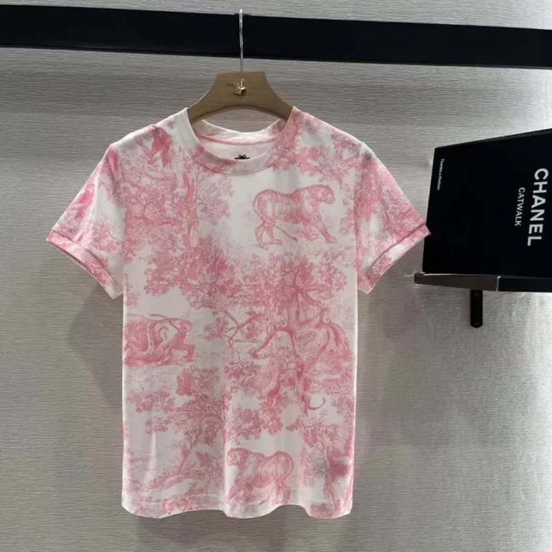 Dior Women Dioriviera T-Shirt White Cotton and Linen Jersey 443T09A4498