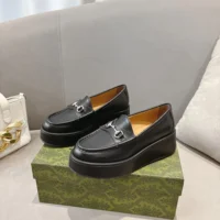 Gucci GG Women's Horsebit Wedge Loafer-Black ‎794317AADO0