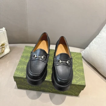Gucci GG Women's Horsebit Wedge Loafer-Black ‎794317AADO0