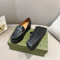 Gucci GG Women's Horsebit Wedge Loafer-Black ‎794317AADO0