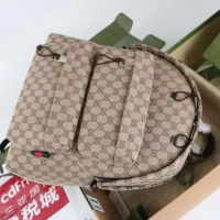 Gucci Unisex GG Canvas Medium Backpack-Dark Brown 824624FAEHZ9795