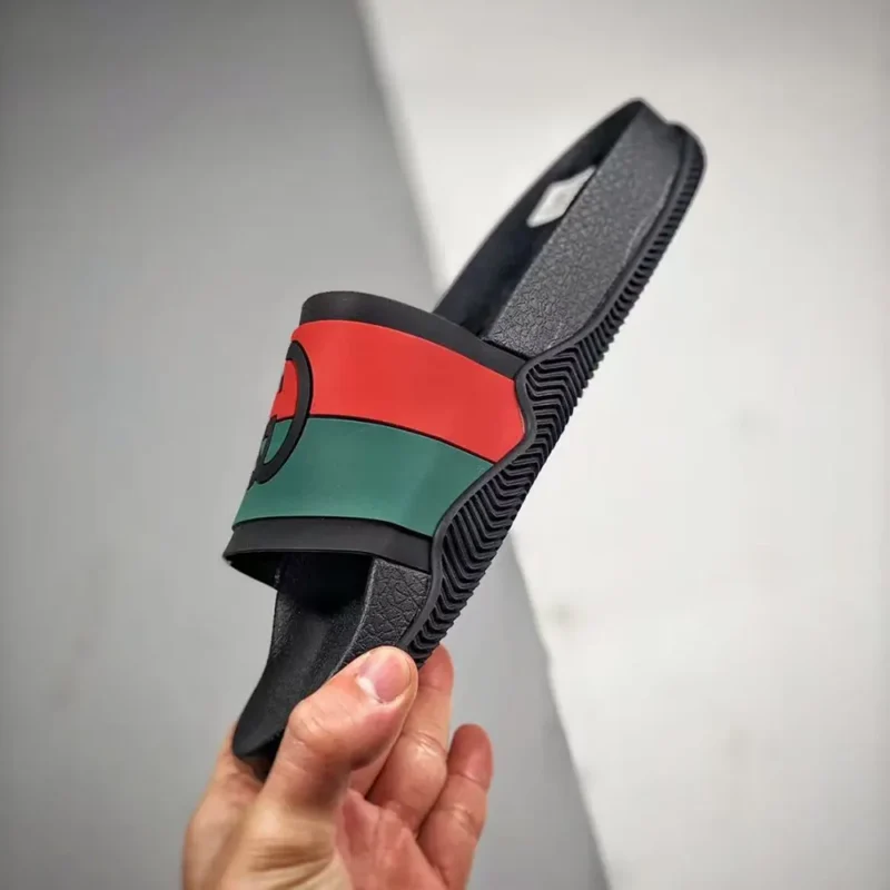 Gucci Unisex Interlocking-G Web-Stripe Sandal-Black