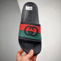 Gucci Unisex Interlocking-G Web-Stripe Sandal-Black