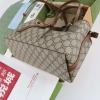 Gucci Women GG Emblem Medium Tote Bag-Brown ‎815214FAD6L9758