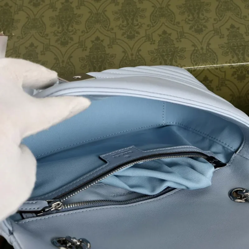 Gucci Women GG Marmont Small Shoulder Bag-Light Blue