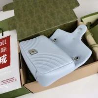 Gucci Women GG Marmont Small Shoulder Bag-Light Blue