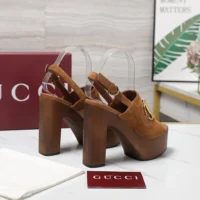 Gucci Women Platform Sandal with Horsebit-Brown 834420AAEXM