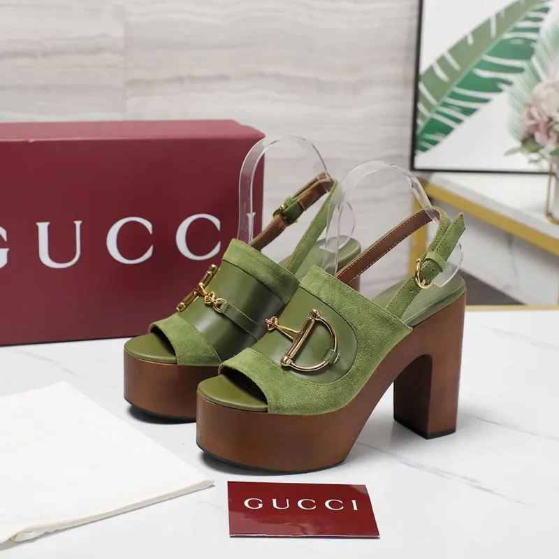 Gucci Women Platform Sandal with Horsebit-Light Green 834420AAEXM