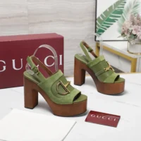 Gucci Women Platform Sandal with Horsebit-Light Green 834420AAEXM