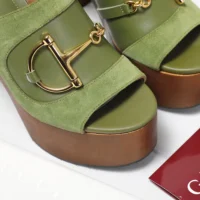 Gucci Women Platform Sandal with Horsebit-Light Green 834420AAEXM