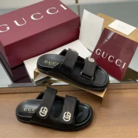 Gucci Women Sandal with Crystals-Black 816633AAEKU1000