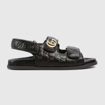 Gucci Women Sandal with Double G-Black 816625AAEGP1000