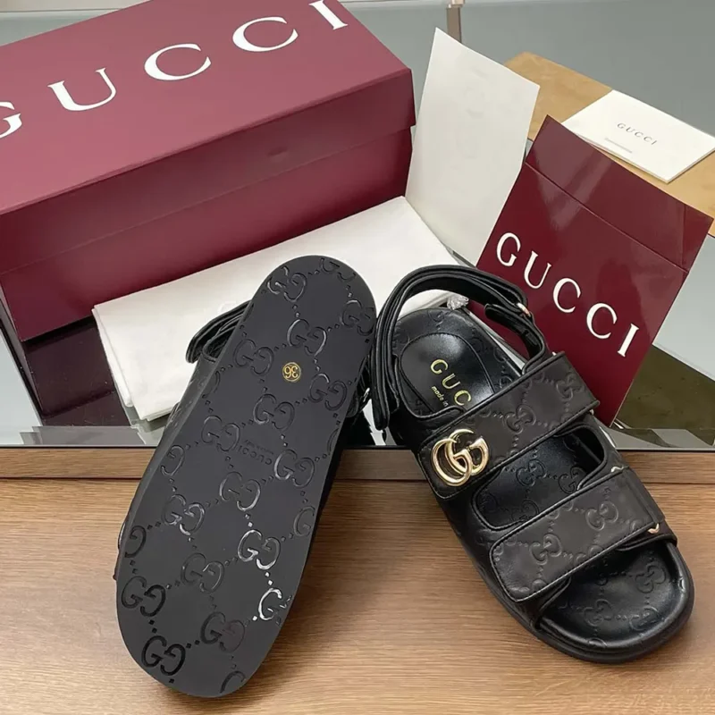 Gucci Women Sandal with Double G-Black 816625AAEGP1000