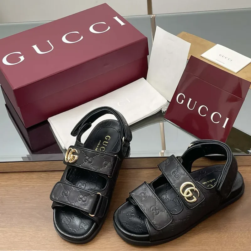Gucci Women Sandal with Double G-Black 816625AAEGP1000