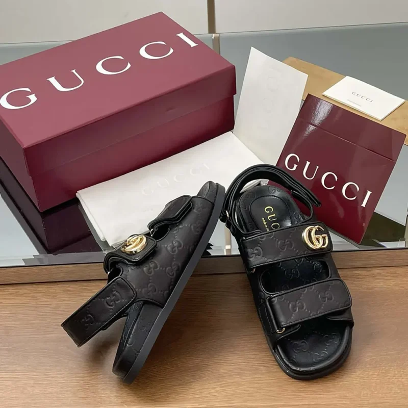 Gucci Women Sandal with Double G-Black 816625AAEGP1000