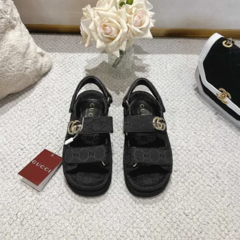 Gucci Women Sandal with Double G-Black 816630FAD9G