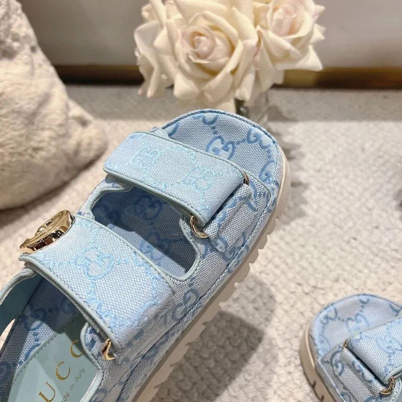 Gucci Women Sandal with Double G Light Blue 816630FAD9G