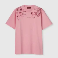 Gucci Women Soft Cotton Jersey T-shirt with Print-Pink