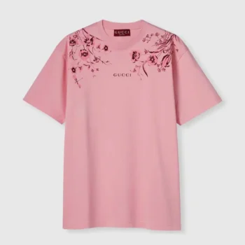Gucci Women Soft Cotton Jersey T-shirt with Print-Pink