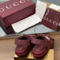Gucci Women Sandal with Double G-Maroon ‎816625AAEGP6207