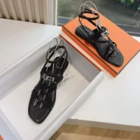 Hermes Women June Sandal in Calfskin-Black H242104Zv02360